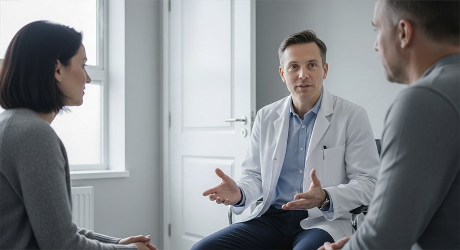 Мужчина и женщина на консультации психотерапевта